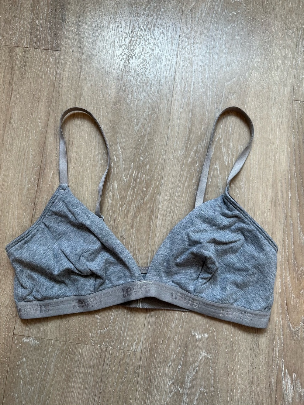Levi’s Grey Heather Triangle Bralette Cotton Logo Band Size L